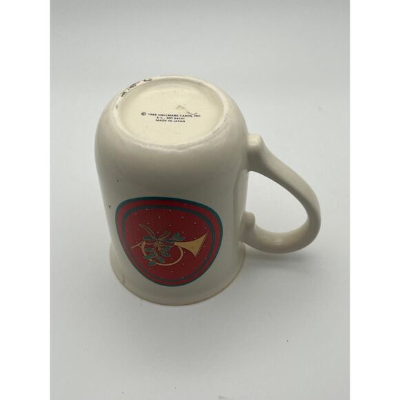 2 1988 Hallmark Cards Inc. Christmas Mugs with French Horn Design Japan Used - Picture 3 of 3